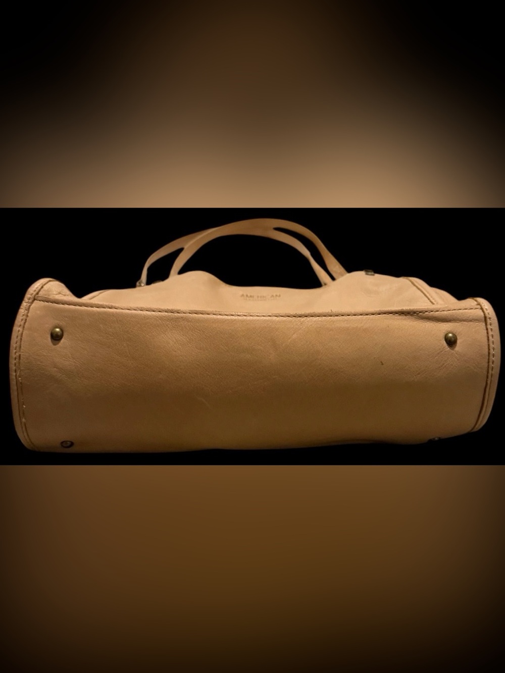 American Leather Co Lenox Triple Entry Satchel bag Cafe Latte Tan Brown Pebbled - Picture 8 of 11